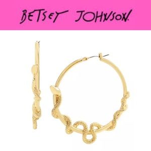 Betsey Johnson Gold Tone Slithering Snake Hoop Earrings